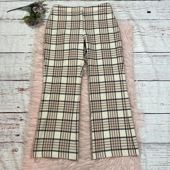 Aritzia Wilfred Genie Check Wide Leg High Rise Pant - Picture 1 of 9